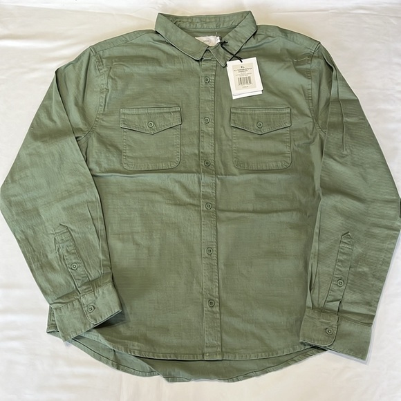 Onia All Terrain Cotton Stretch Ripstop Overshirt in Sea Moss Green Size L NWT - Picture 4 of 8